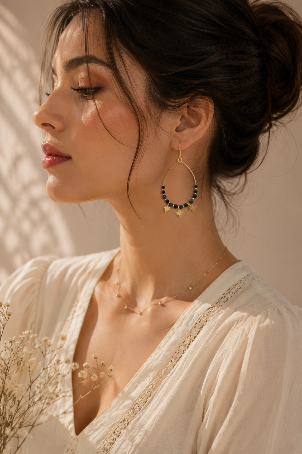 گوشواره زنانه اویزدار سبز درباری